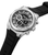 Herrenuhr Chronograph mit schwarzem Zifferblatt, Edelstahlgehäuse und schwarzem Silikonband