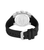 Herrenuhr Rückseite mit Edelstahlboden und schwarzem Silikonarmband, Schließe