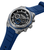 Chronographenarmbanduhr mit blauem Silikonband, Stahlgehäuse und mehreren Hilfszifferblättern