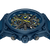 Herrenuhr Zifferblatt-Detail in Dunkelblau mit gelben Markierungen und Chronographen