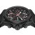 Herrenarmbanduhr mit schwarzer Lünette, skelettiertem Zifferblatt und roten Markierungen