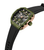 Herrenarmbanduhr: grün-schwarzes Zifferblatt mit Subdials, bronzefarbenes Gehäuse, Silikonband.