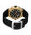 Police Herrenuhr mit goldfarbener Lünette, schwarzem Silikonarmband und Chrono-Optik