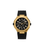 Police Herrenuhr mit goldfarbener Lünette, schwarzem Silikonarmband und schwarzem Zifferblatt
