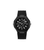 Herrenuhr mit schwarzem Silikonarmband und schwarzem Skelettzifferblatt, silberfarbene Akzente