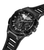 Schwarze Herrenuhr mit Chronographenzifferblatt, grauem Grafikeinsatz und Silikonband