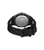 Schwarze Herrenuhr mit Rückseite, schwarzem Armband und goldenen Schrauben