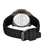 Police Herrenuhr mit schwarzem Silikonarmband, Rückseite mit POLICE-Schrift.