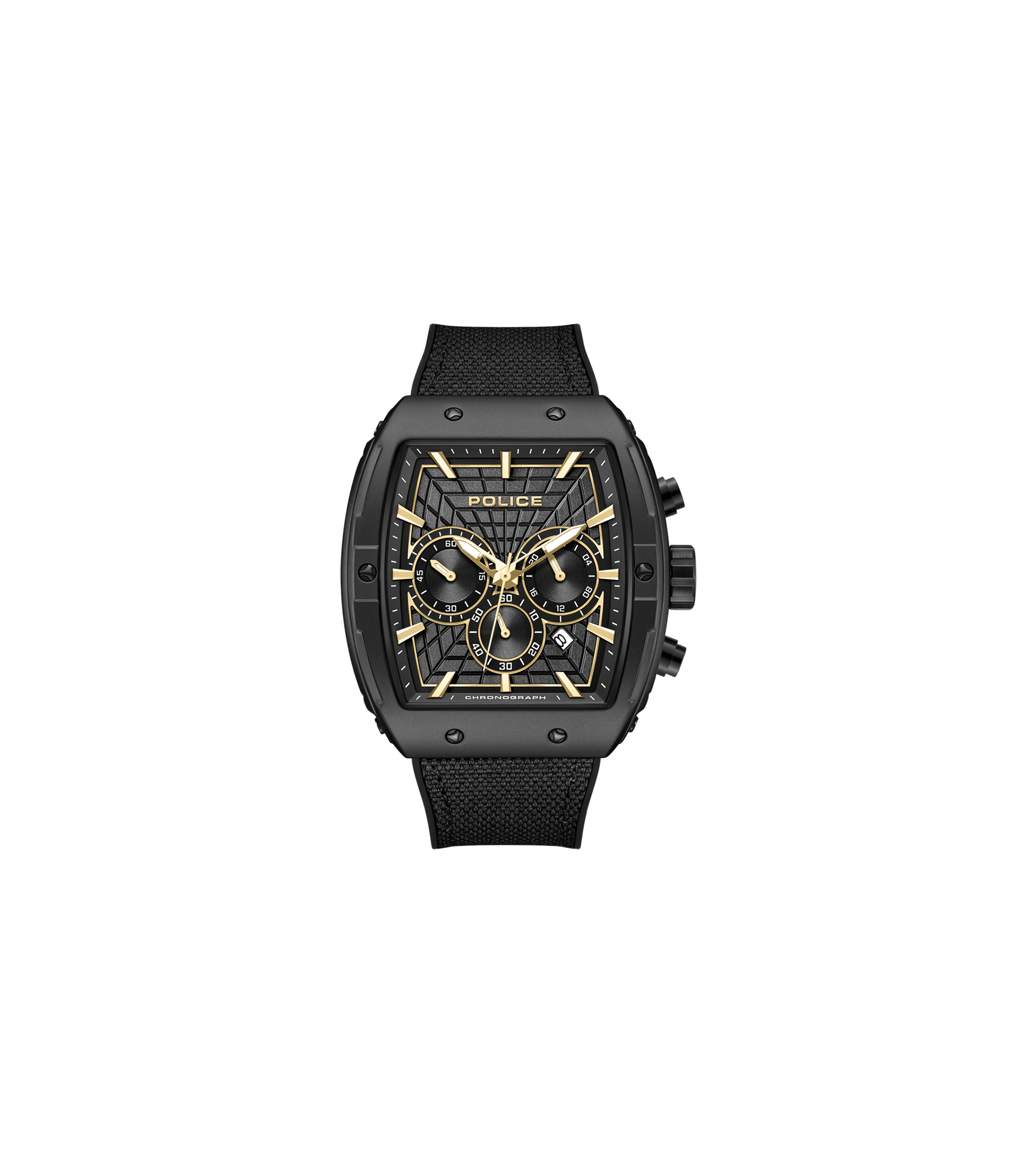 Herren-Quarzuhr mit schwarzem Chronographen-Zifferblatt, schwarzem Armband und Mineralglas