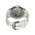 Rückansicht Herrenuhr mit Sichtwerk und hellem Silikonarmband, Edelstahlboden