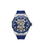 Automatik-Herrenuhr mit blauem Silikonband, blauem Sichtboden-Zifferblatt und silbernem Gehäuse