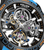 Herrenuhr Skelett-Zifferblatt mit Automatikwerk, Details in Blau und Silber
