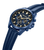 Herrenuhr, schrägansicht: blaues Zifferblatt, goldene Zeiger, Chronograph