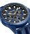 Herrenuhr-Zifferblattdetail: blaues Muster mit Subdials, goldene Zeiger und Skala