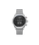 Silberne Herrenarmbanduhr mit Edelstahl-Meshband und schwarzem Dual-Zifferblatt