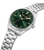 Runde Herrenarmbanduhr mit grünem Zifferblatt und Edelstahlarmband