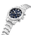 Sportliche Edelstahl-Armbanduhr mit blauem Zifferblatt und Chronographen-Anzeigen