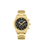 Herren-Chronographenarmbanduhr mit schwarzem Zifferblatt und goldfarbenem Metallarmband