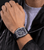 Herren-Multifunktionsuhr am Handgelenk mit blauem Silikonarmband, Edelstahlgehäuse und Registern