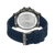 Rückansicht der Multifunktions-Herrenuhr mit blauem Armband und Edelstahlboden