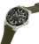 Herrenarmbanduhr mit Chronographenzifferblatt und weißen Zählern, Oliv-Gummiband
