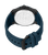Herrenarmbanduhr mit blauem Silikonarmband und geprägtem Rückdeckel