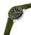 Herrenuhr mit olivem Silikonarmband mit Löchern, Multifunktions-Chronograph-Zifferblatt