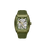 Grüne Herrenuhr mit skelettiertem Automatikzifferblatt und Kunststoffarmband