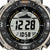 Pro-Trek Herrenuhr Close-up: großes Digital-Display, schwarze Lünette mit Zahlenring