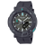 Casio Pro Trek Herrenuhr Vorderansicht: dunkelgraues Zifferblatt, weiße Striche, grüne Elemente