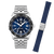 Montre pour femme avec cadran bleu, bracelet en acier inoxydable et bracelet de rechange bleu