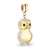 Pendentif pingouin en acier inoxydable, plaqué or, vue de côté avec des cristaux