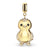Pendentif en acier inoxydable en forme de pingouin, plaqué or avec incrustations de cristal