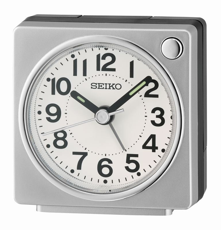 Seiko QHE196S Réveil de Table Argenté • Mouvement Sweep Silencieux • Aiguilles Lumibrite