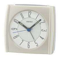 Seiko QHE205W Horloge de Table Blanc Nacré • Mouvement Sweep Silencieux • Fonction Snooze & Veilleuse