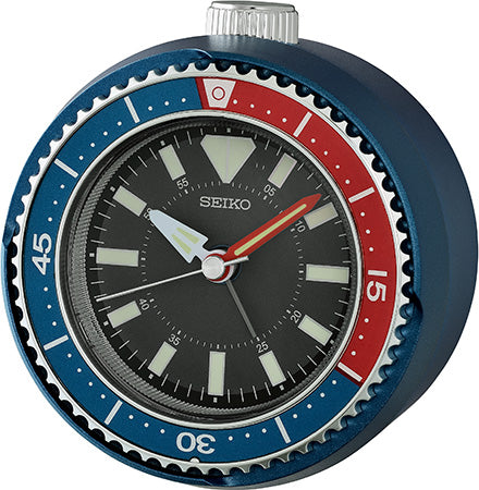 Seiko QHE207L Réveil de Table Bleu • Mouvement Sweep Silencieux • Cadran Lumineux Lumibrite