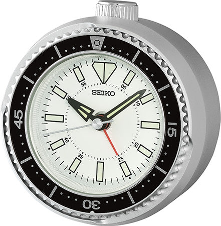 Seiko QHE207S Réveil Argenté • Mouvement Sweep Silencieux • Lunette Tournante