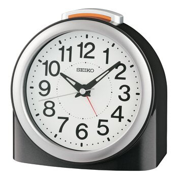 Seiko QHE211K Réveil Analogique Noir • Mouvement Sweep Silencieux • Alarme Progressive