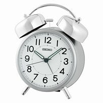 Seiko QHK063S Réveil de Table Métallique • Mouvement à Quartz Silencieux • Double Sonnerie Mécanique