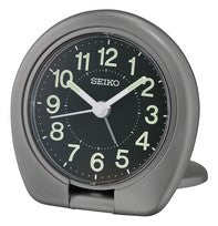 Seiko QHT018T Réveil de Voyage Gris • Aiguilles Lumineuses • Mouvement à Quartz Analogique