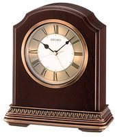 Seiko QXE018B Horloge de Table Marron • Boîtier en Bois avec Fonction Réveil • Chiffres Romains
