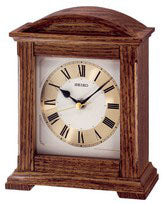 Seiko QXG123B Horloge de Table Brun • Boîtier en Chêne • Trotteuse Continue