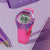 Kinderuhr Lorus mit Digitaldisplay, rosa Silikonband, violette Lünette, 10 BAR