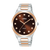 Damenuhr mit dunkelbraunem Zifferblatt und silberfarbenem Metallarmband, 5BAR-Anzeige