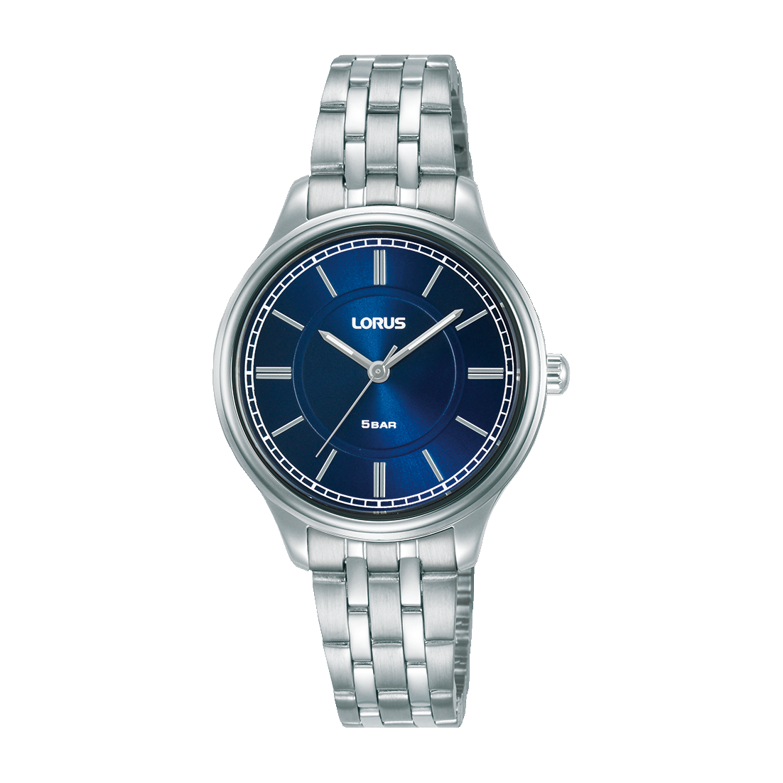 Lorus Damenuhr mit blauem Zifferblatt und Edelstahlarmband, analog