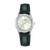 Lorus Damenarmbanduhr mit Mineralglas, weißem Zifferblatt und dunkelgrünem Lederarmband