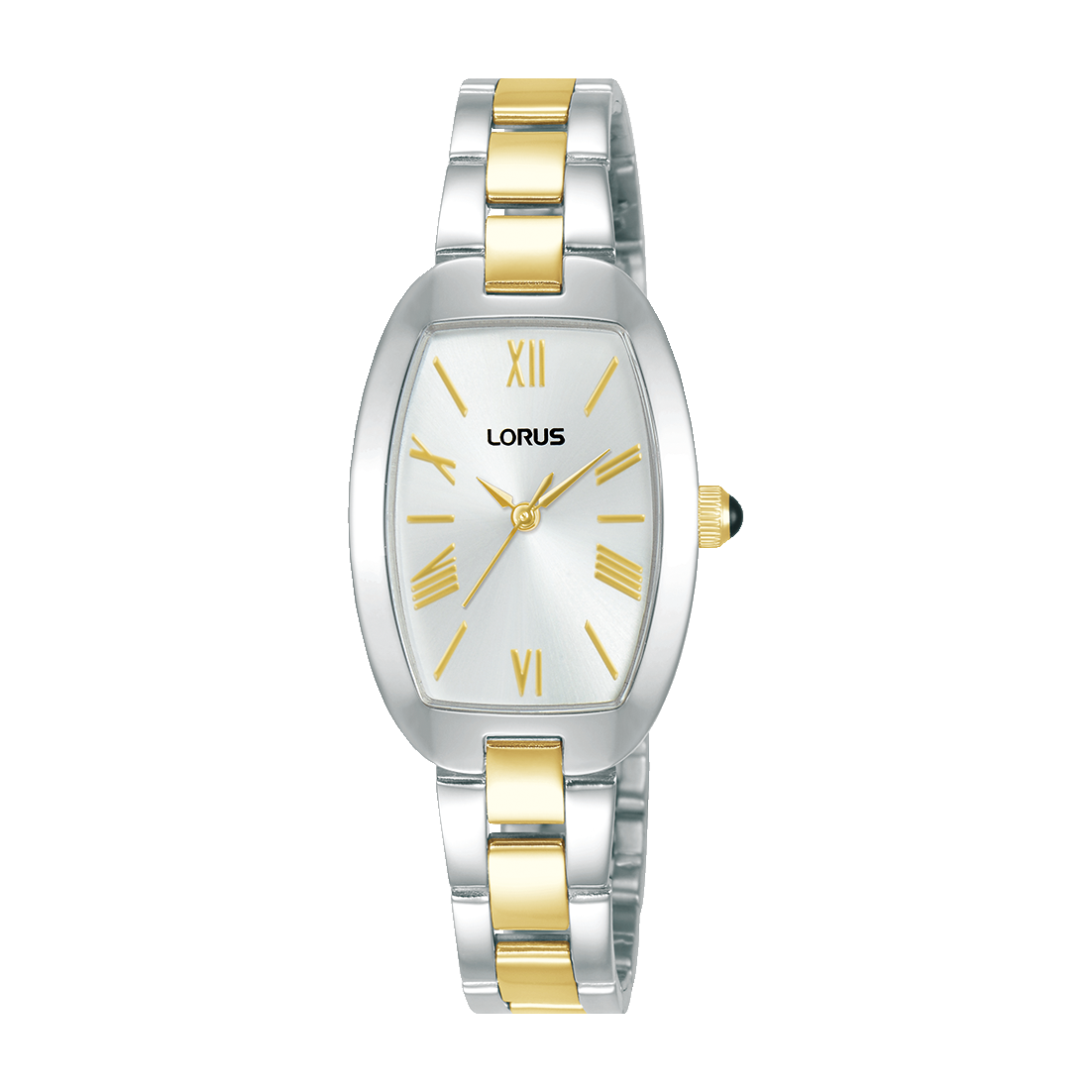 Damenarmbanduhr Lorus Classic mit weißem Zifferblatt, gold-silbernem Metallband, 5 BAR wasserdicht