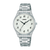 Silberne Lorus-Armbanduhr mit Metallarmband, weißem Zifferblatt und Minutenmarkierungen