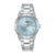 Lorus Damenarmbanduhr mit hellblauem Zifferblatt, Edelstahlband und Mineralglas, rund