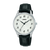Lorus Damenuhr mit weißem Zifferblatt und schwarzem Lederarmband, Quarzwerk